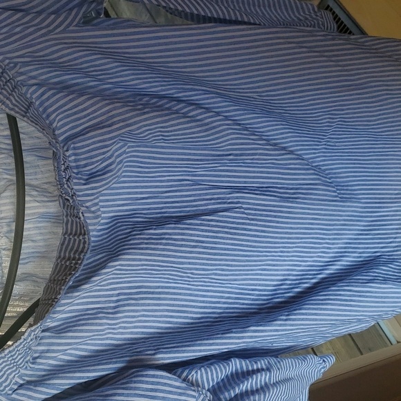 Michael Michael Kors White Blue Striped Puff Sleeve On/Off Shoulder Sz XL Blouse - Picture 6 of 9